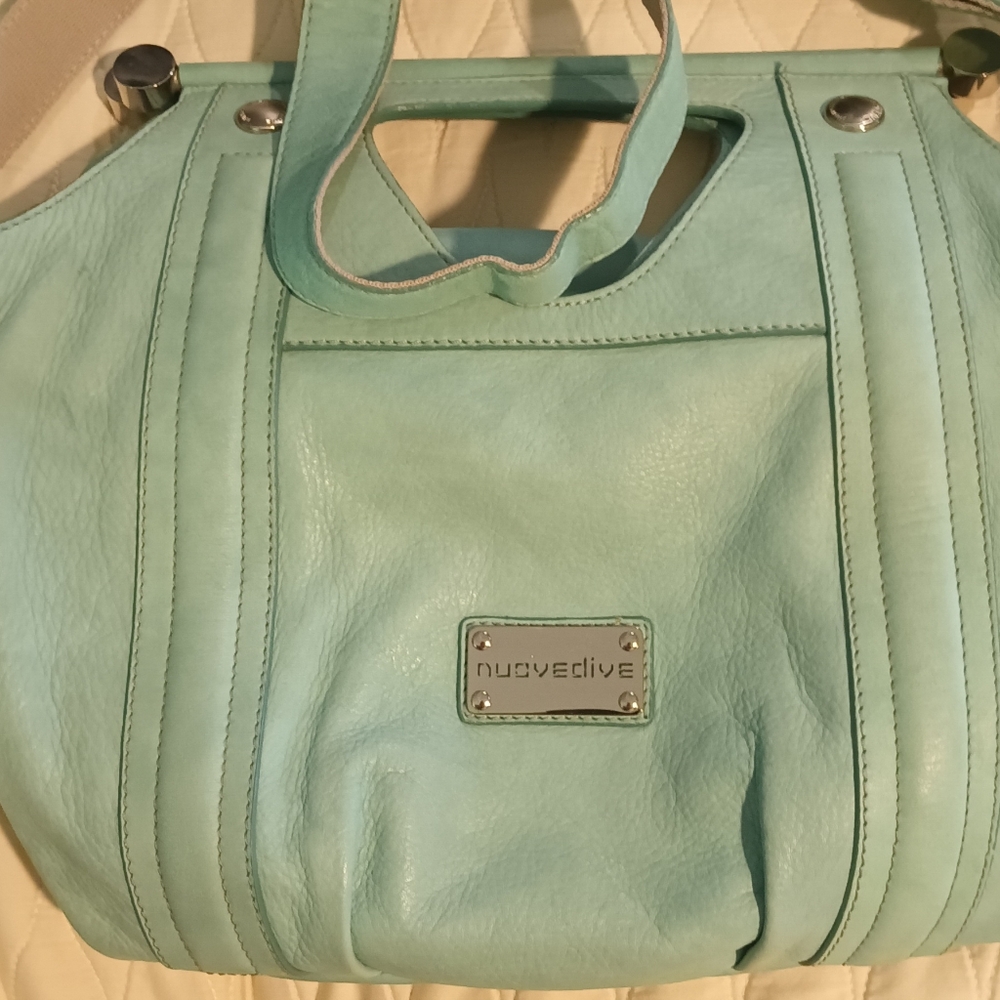 Nuovedive mint green leather Tote Bag